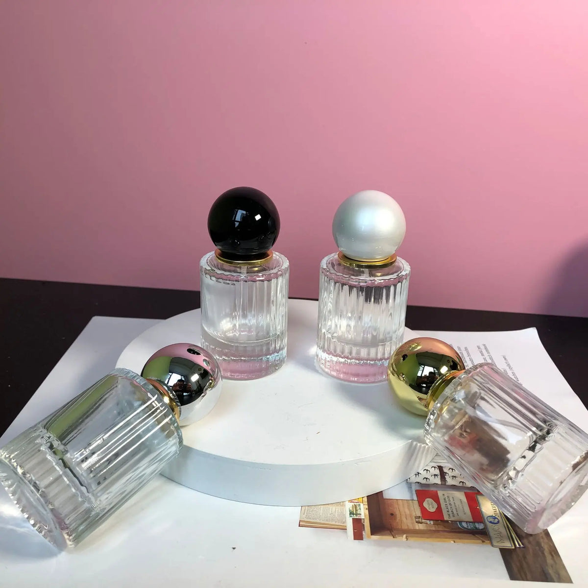 30ml 50ml Thick Vertical Bar Glass Perfume Bottles Travel Pocket Glass Spray Empty Round Mist Dispenser Atomizer