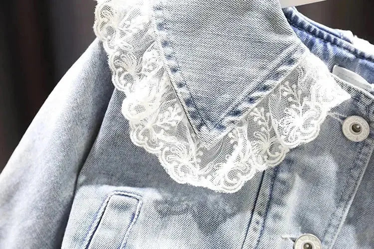 1-10 Years Baby Girls Denim Jacket New Fashion Kids Jean Coat For Girls Sweet Lace Design Princess Outerwear Children's Clothing