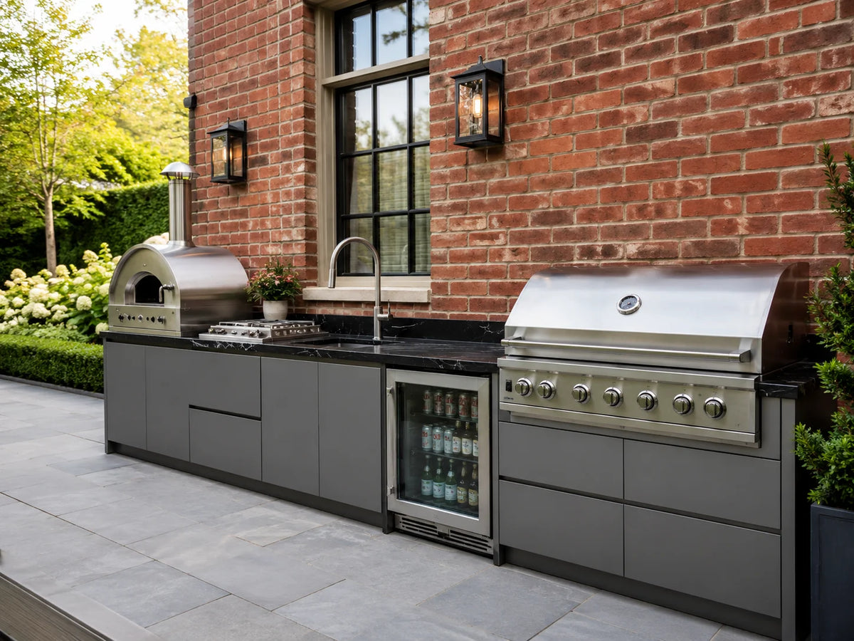 Custom 304 Stainless Steel Outdoor Kitchen Island Modular Patio Outdoor Cooking Grill Cabinet with Sink for Courtyard & Terrace