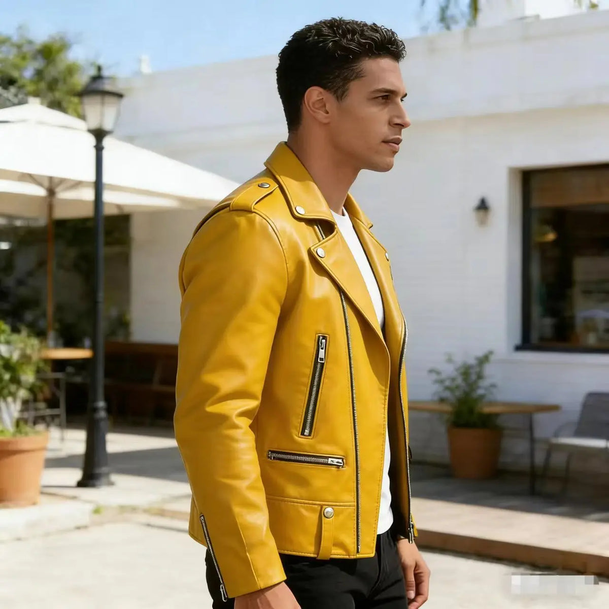 New Fashion Autumn Winter Men Solid Color Long Sleeve Zipper Slim Simple Trendy Faux Leather Coats Male Streetwear Top Clothes