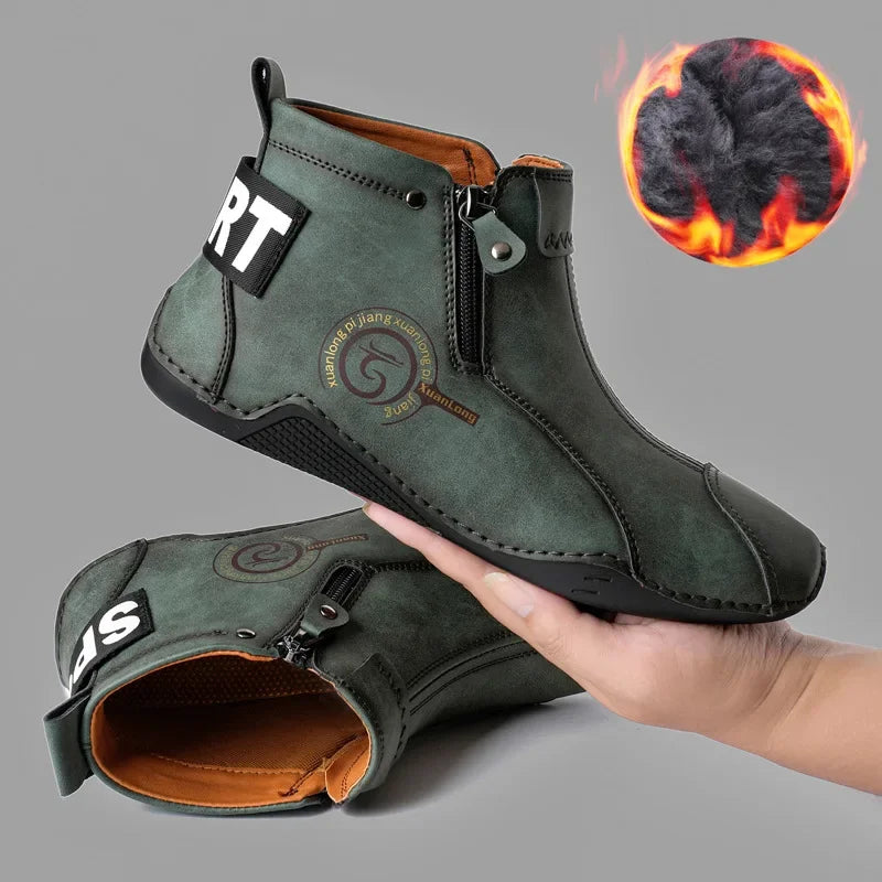 Autumn and Winter New Men's Short Boots British Classic Retro Flat Bottom Cotton Shoes Outdoor Business Sports Casual Shoes