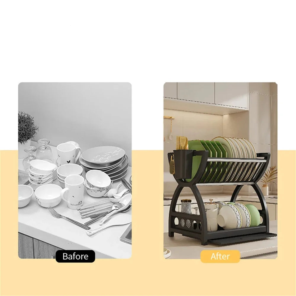 Kitchen Storage Rack, Bowl And Dish Storage Rack, Drain Rack, Household Multifunctional Bowl And Chopstick Rack Storage Box 
