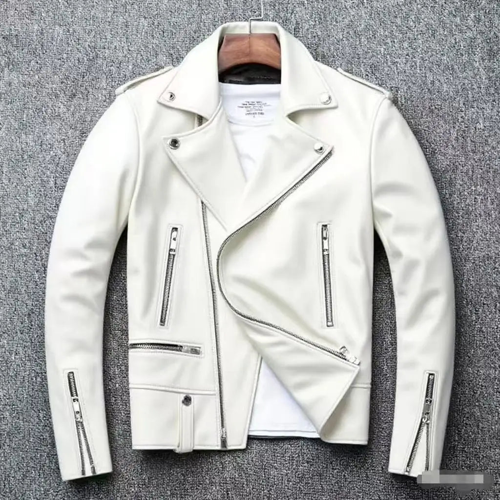 New Fashion Autumn Winter Men Solid Color Long Sleeve Zipper Slim Simple Trendy Faux Leather Coats Male Streetwear Top Clothes