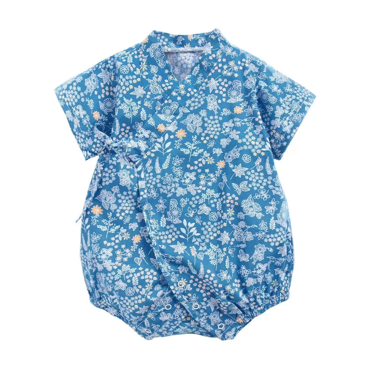 0-18M Summer Baby Girl Boys Clothing Rompers Jumpsuit Short-sleeved Floral Print Cute Soft Newborn Infant Baby Kimono Playwear