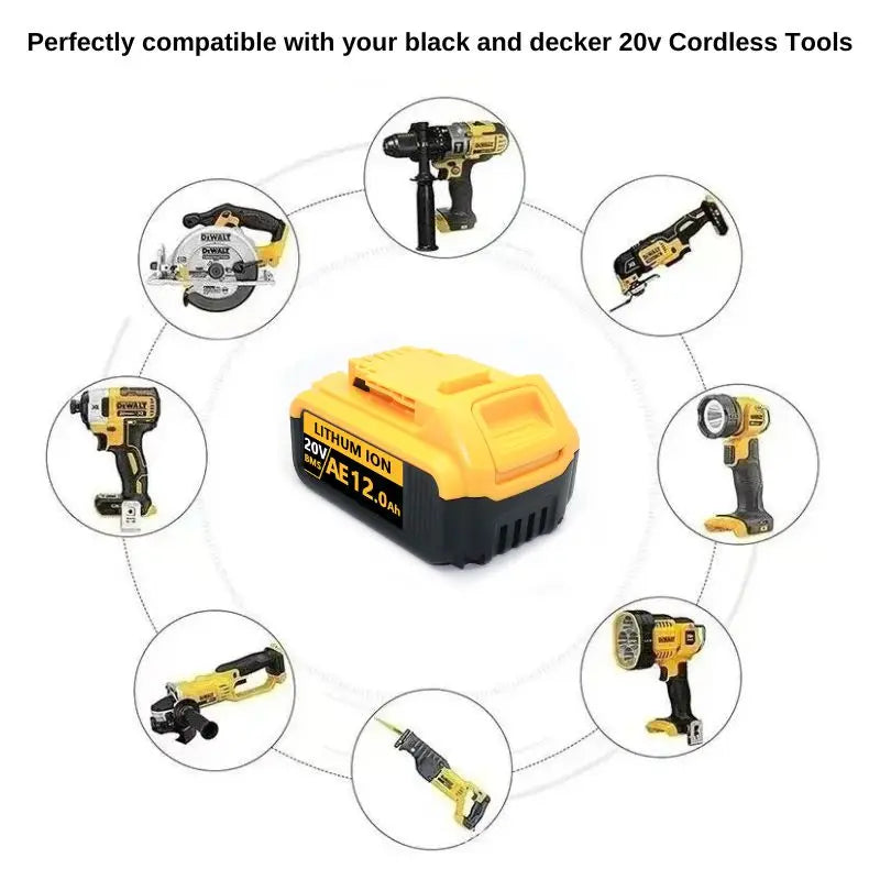 For DeWalt 20v 6000mAh 8000mAh 12000mAh Rechargeable Li-ion Battery Power Tools Replaceable Battery