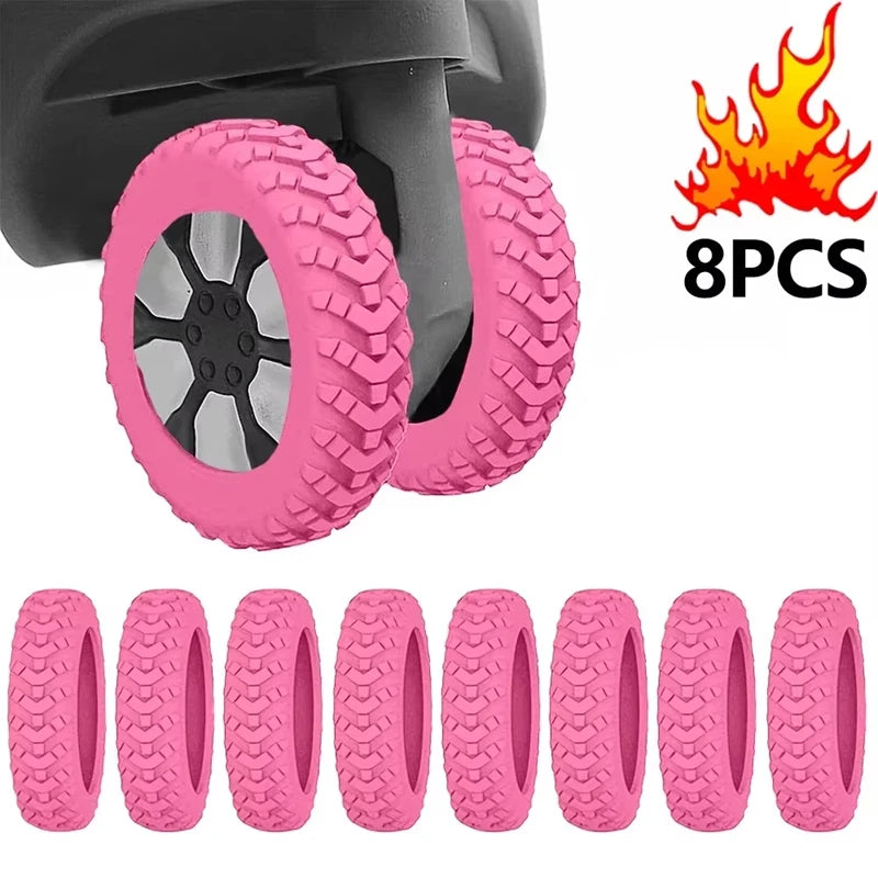 8 Pcs Silicone Luggage Wheel Protector Shoes Suitcase Casters Anti Abrasion Noise Min Travel Rolling Luggage Accessory Parts