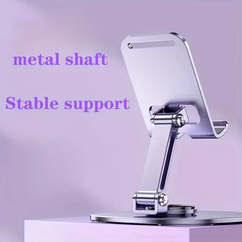Aluminum Alloy Mobile Phone Stand - Waterproof 360° Rotatable Desktop Stand with 2-Position Adjustable Foldable Design
