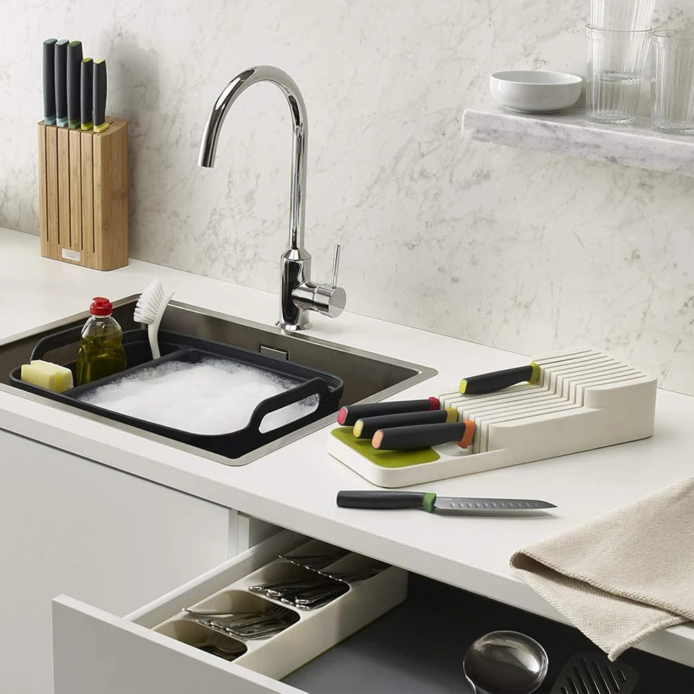 Knife Storage Box Kitchen Drawer Cutlery Storage Tray Knife Holder Organizer Knife Block Rack Storage and Drawer Organizer