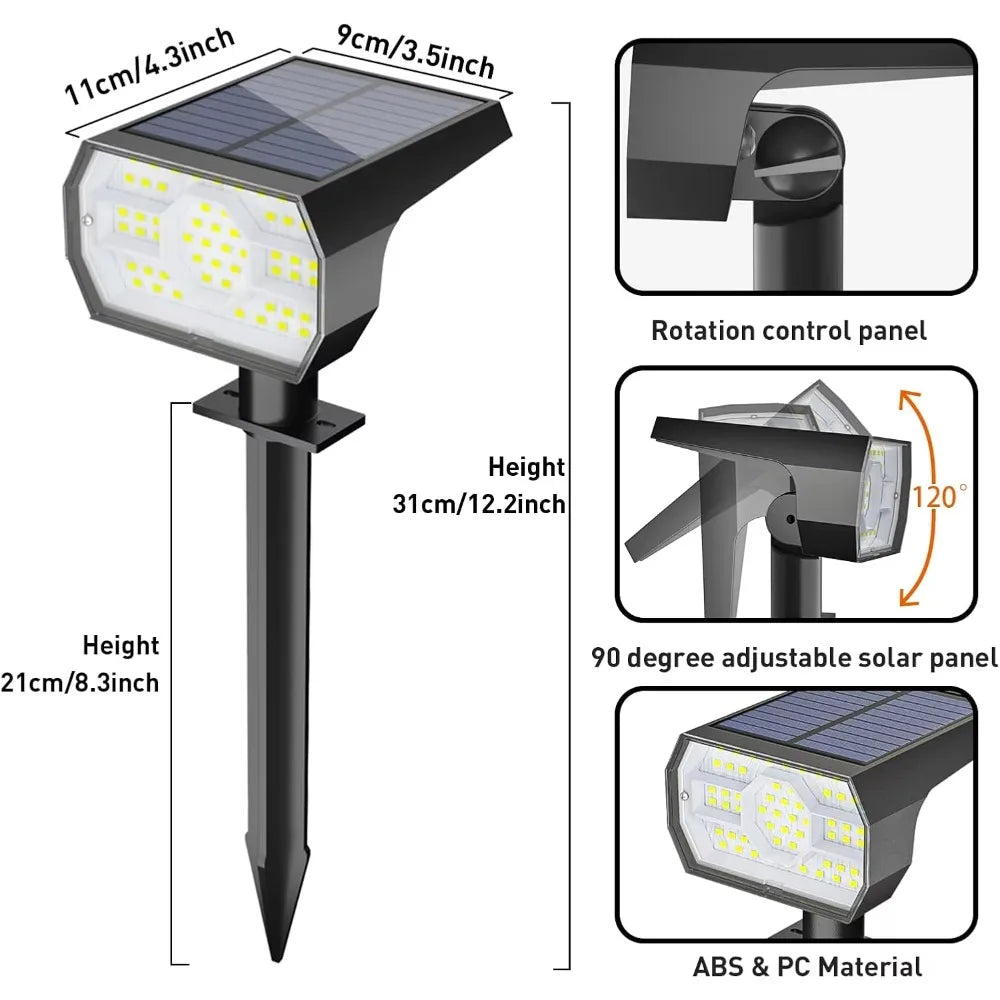 Solar Lights Outdoor, IP68 Waterproof, 56 LEDs, 3 Modes, Solar Powered Garden/Yard Spotlights 
