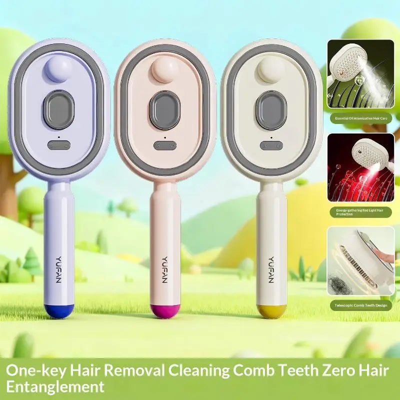 1 Set 3 In 1 Electric Spray Air Cushion Massage Comb Self Cleaning Steam Essential Oil Rechargeable For Frizzy Hair Scalp〔DD329〕