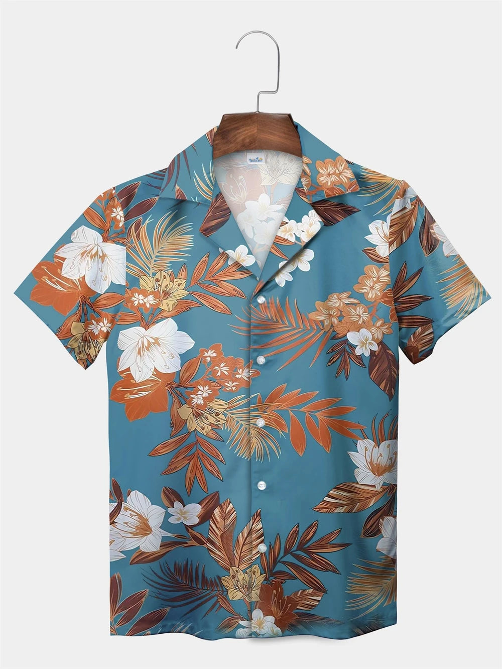 Tropical Plant Leaves Palm Tree Leaves Casual Shirt Botanical Print Light Color Shirt Pattern Men's Short Sleeve Hawaiian Shirts