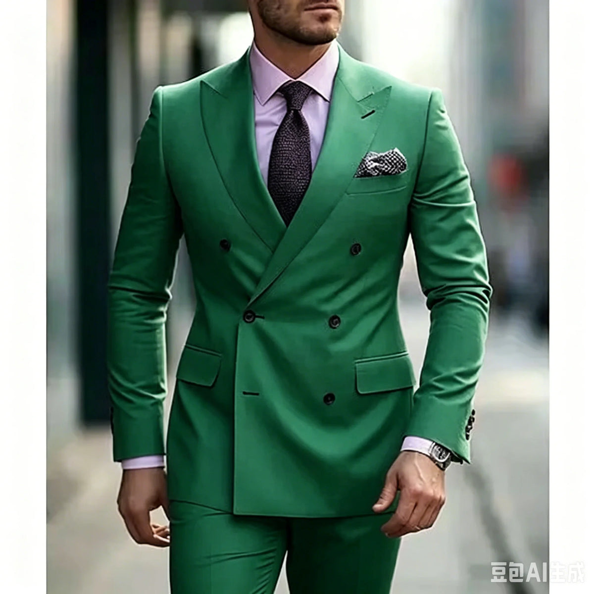 Men's Suits Solid 2 Pieces Plus Size Wedding Daily Business Formal Men Suits Tailored Silm Fit Double Breasted 6 Buttons