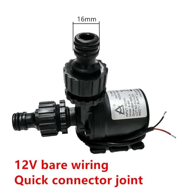 800L/H 12V Brushless Water Pump Aquarium Circulation Waterproof Solar Submersible Pump with 14mm Pagoda Connector Fittings
