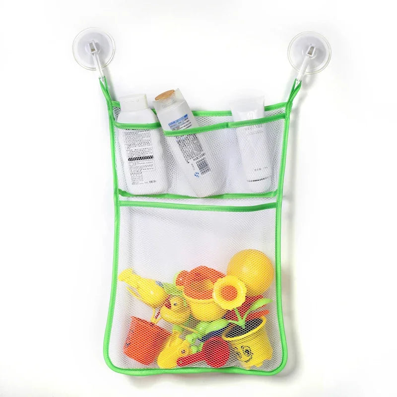Baby Shower Bath Toys White Baby Kids Toy Storage Mesh with Strong Suction Cups Toy Bag Net Bathroom Organizer for Kids Toddlers