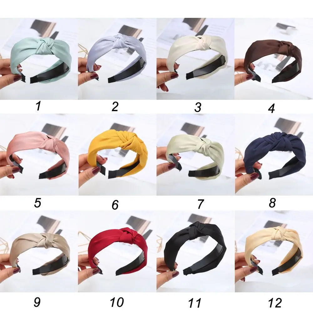 Women Girls Wide Top Knot Hair Bands Headdress Solid Color Cloth Headband Bezel Girls Hairband Hair Hoop Female Hair Accessories