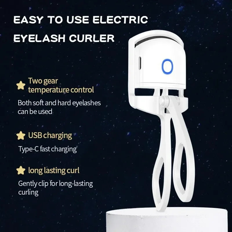 Electric Heated Eyelash Curler USB Rechargeable, Long-Lasting Curl for Natural-Looking Lashes, for Daily Makeup Professional Use