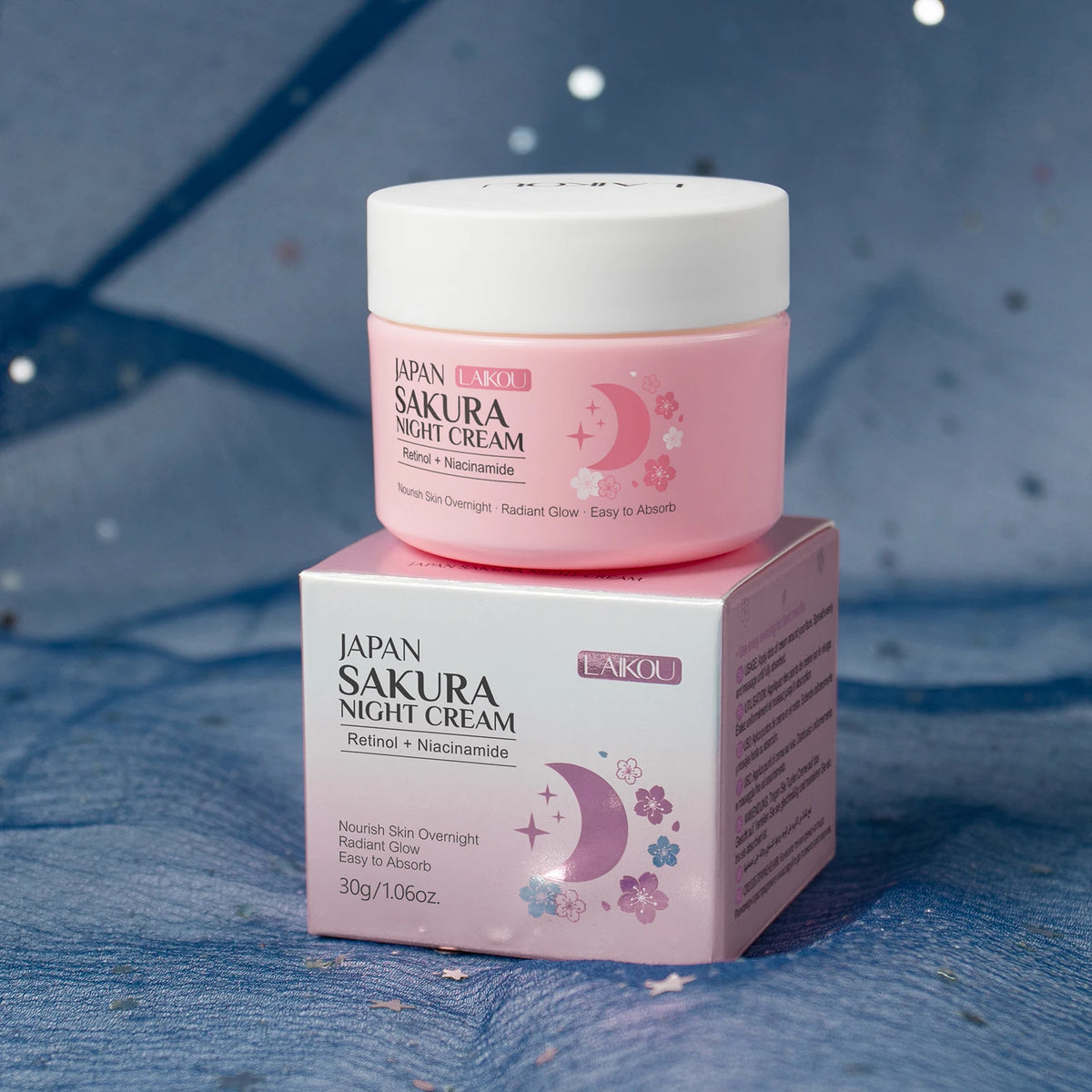 LAIKOU Japan Sakura Day & Night Cream Set 30g*2 Day Hydrating Night Repair Radiant Skin Care Kit