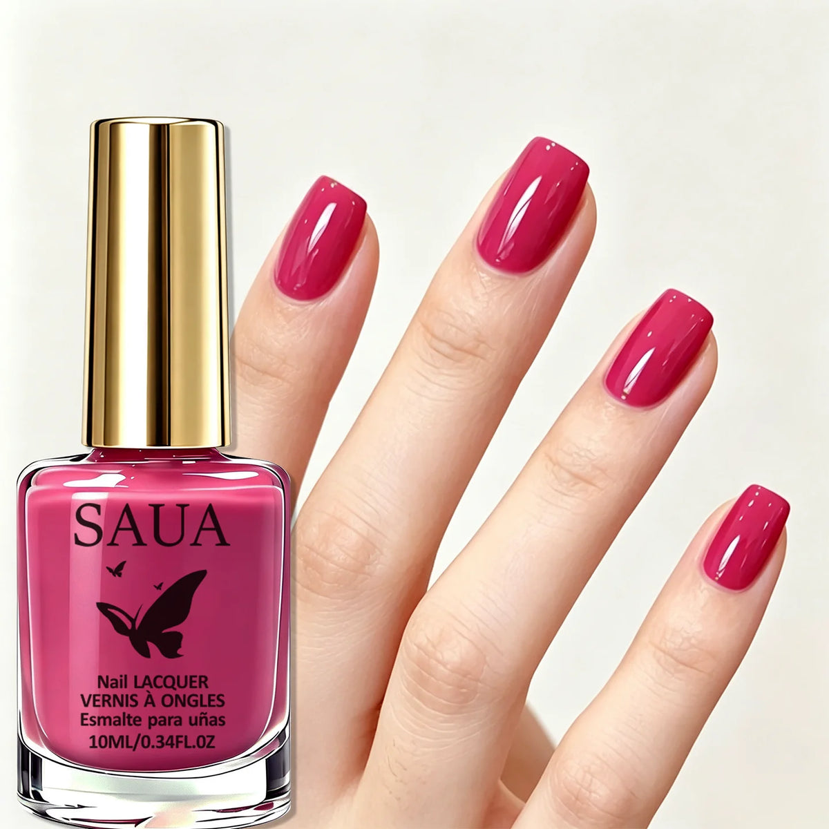 10ML Rose Red Nail Polish, Quick Dry, Long-Lasting High Gloss, Elegant, Suitable for Commute, Parties, Dates, Festivals.