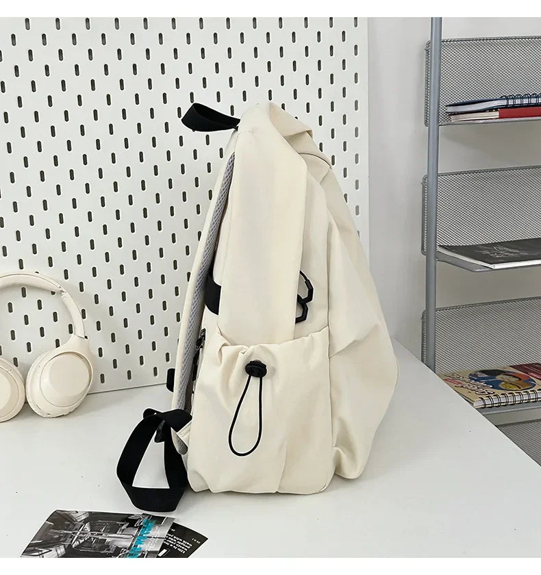 15.6 Inch Nylon Waterproof College Backpack Large Capacity Travel Unisex Laptop Backpacks Simple Design School Bag for Teenagers