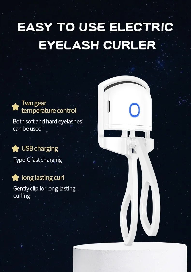 Electric Heated Eyelash Curler USB Rechargeable, Long-Lasting Curl for Natural-Looking Lashes, for Daily Makeup Professional Use