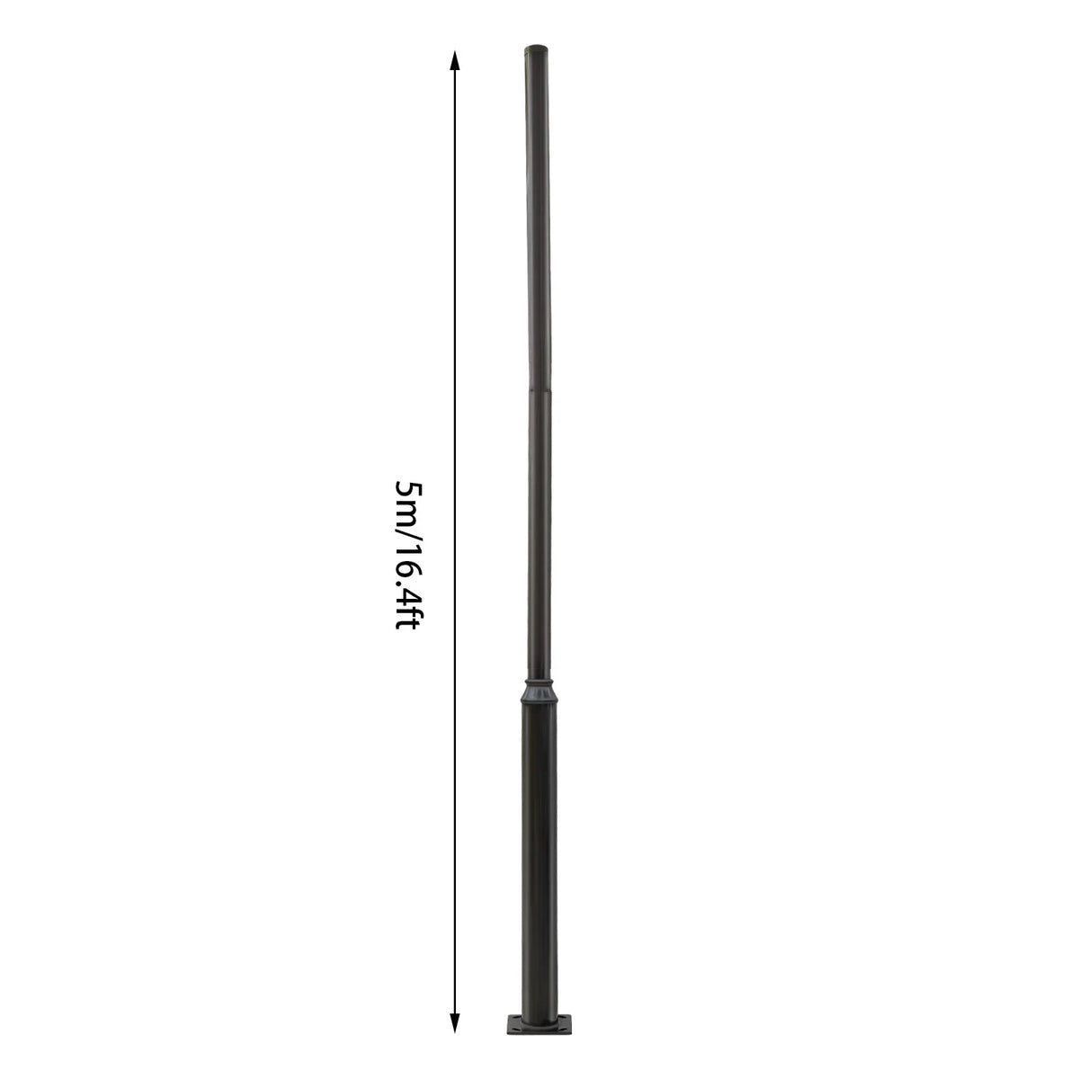 Street Light Pole, Street Lamp Post, Split Street Lamp Post, 5m Tall Outdoor Iron Pole, Galvanized Baking Paint Black, Floor Mounted, Load Capacity 100kg, for Solar Light Garden Light Surveillance Camera, Street Yard Parking