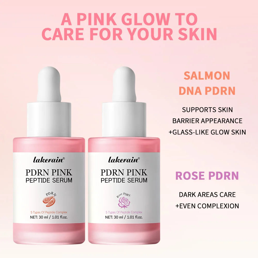 Lakerain Salmon DNA PDRN Pink Peptide Serum Smooth Face Skin Pink Glow Essence Moisturizing Hydrating Korean Skincare Product