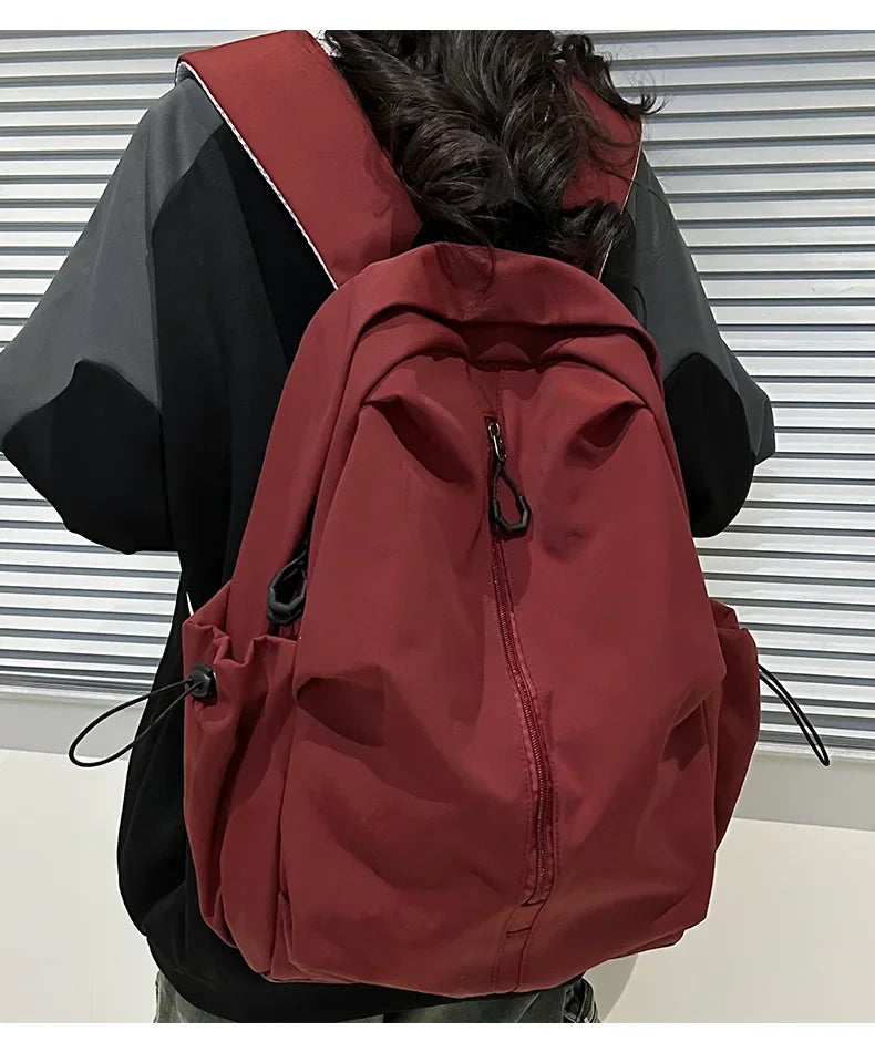 15.6 Inch Nylon Waterproof College Backpack Large Capacity Travel Unisex Laptop Backpacks Simple Design School Bag for Teenagers