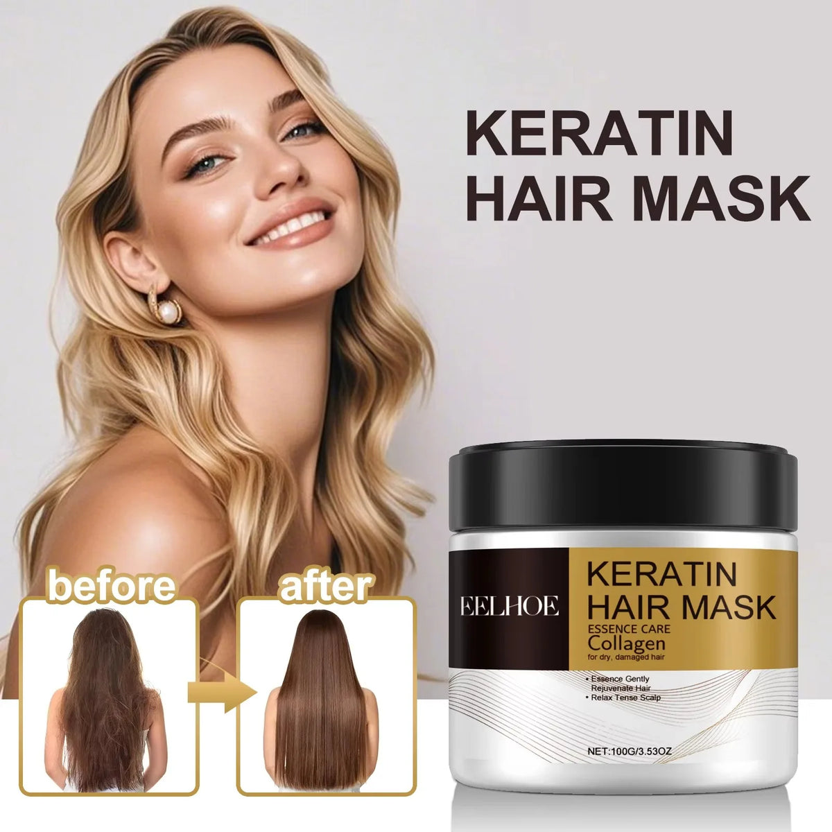 Keratin Collagen Hair Mask Dual Oil Control Moisturizer Conditioner Repair Dry Frizz Damaged Frizz Tangles Soft Smooth Hair cera