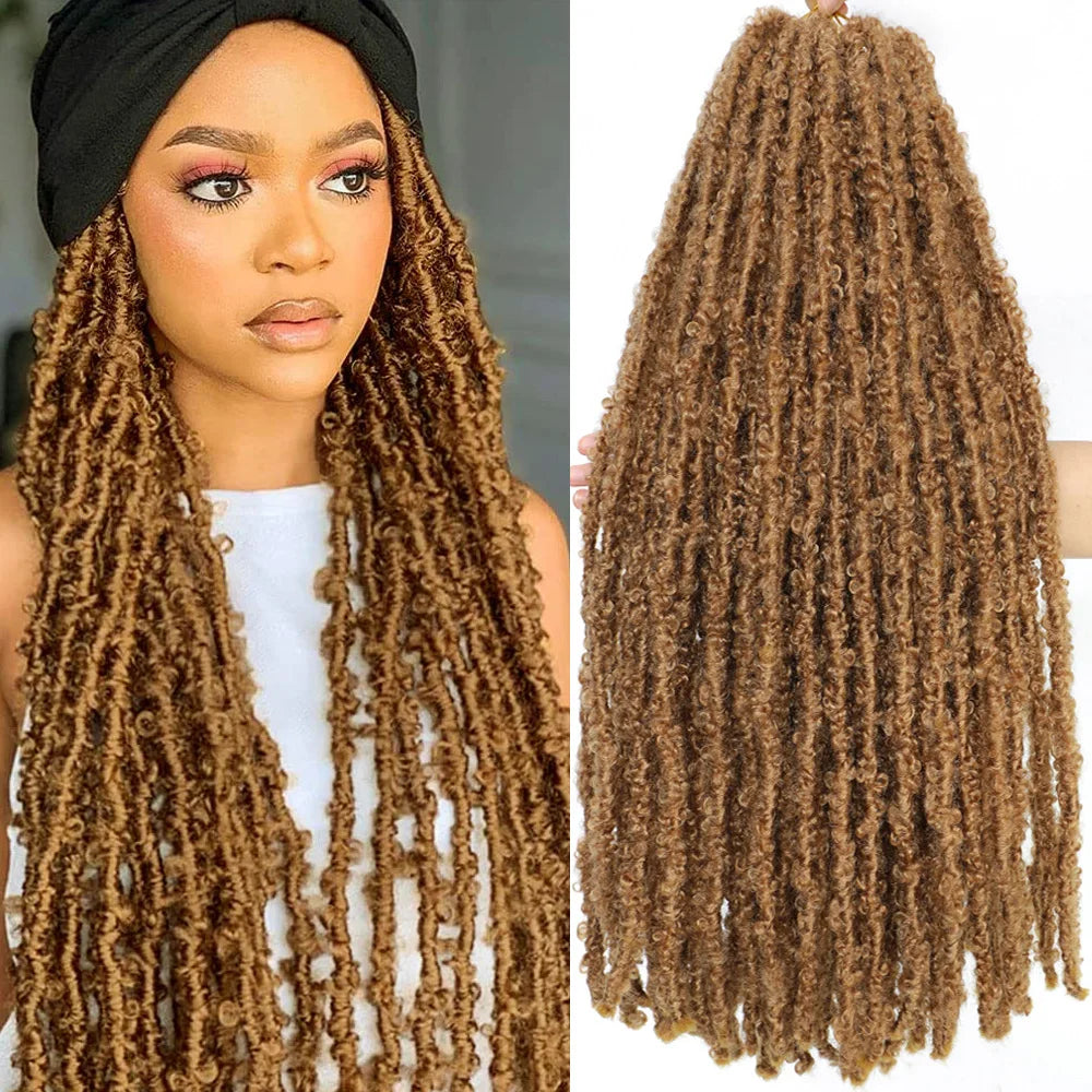 1- 6Packs Butterfly Locs Crochet Hair 36 24 18 14 12inch Pre Twisted Natural Black Distressed Faux Locs Crochet Braids for Women