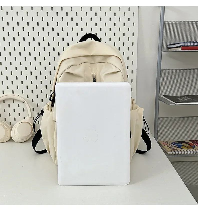 15.6 Inch Nylon Waterproof College Backpack Large Capacity Travel Unisex Laptop Backpacks Simple Design School Bag for Teenagers