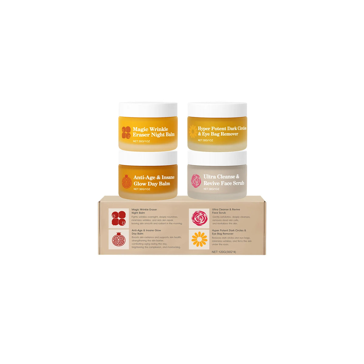 Night Day Cream for Face - Wrinkle Remover Instant Anti Dark Circles and Eye Bags Professional Facial Scrub for Glowing Skin 30g
