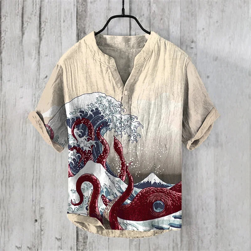 Men's Casual Fashion Hawaiian Retro Short Sleeved Shirt 2025 New Fashion Trend