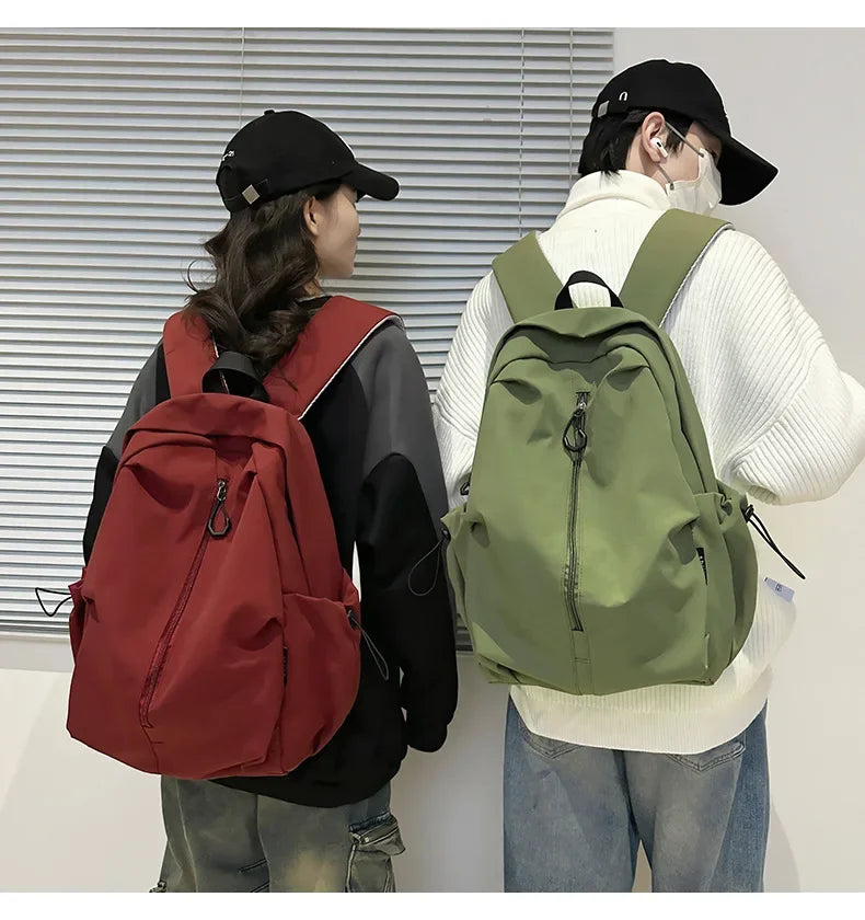 15.6 Inch Nylon Waterproof College Backpack Large Capacity Travel Unisex Laptop Backpacks Simple Design School Bag for Teenagers