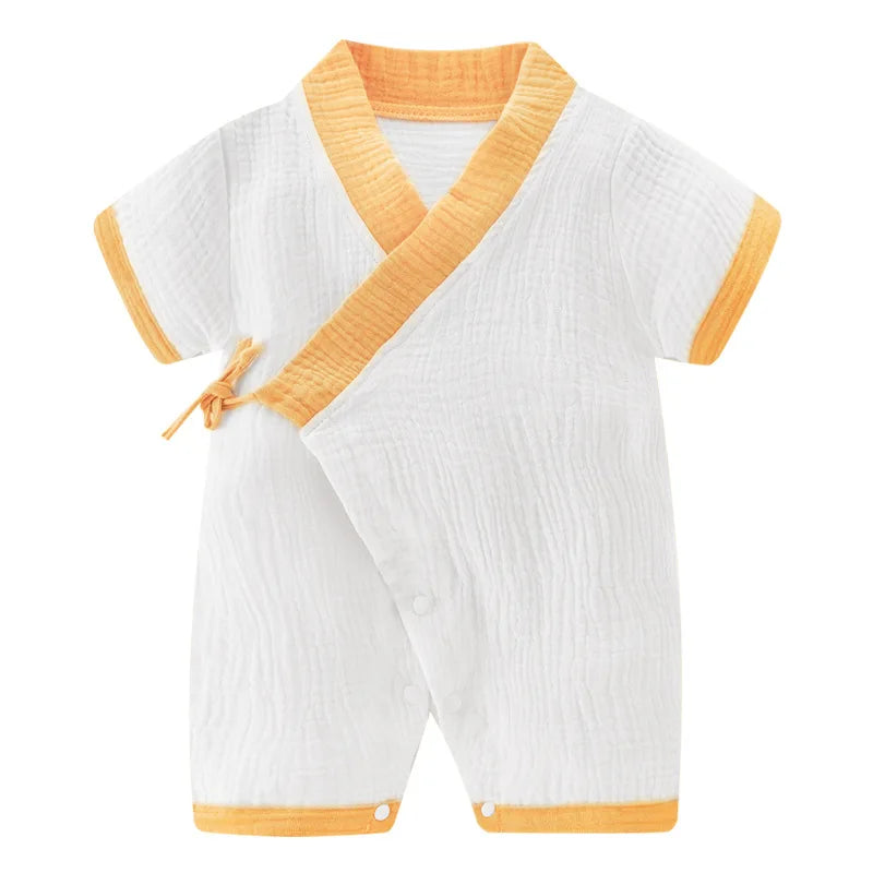 0-18M Summer Baby Girl Boys Clothing Rompers Jumpsuit Short-sleeved Floral Print Cute Soft Newborn Infant Baby Kimono Playwear