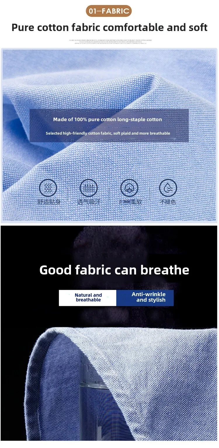 2027 Cotton Stand-up Neck Oxford Spinning Anti-wrinkle Casual Spring Autumn New Men's Shirt Jackets Long Sleeve Shirt Men's
