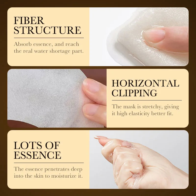 10pcs 24K Golden Hyaluronic Acid Face Mask Facial skincare Firming Moisturizing Hydrating Facial Masks Skin Care Products