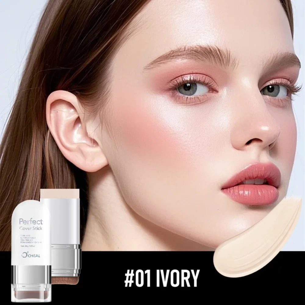 Thin and Comfortable Perfect Cover Stick Waterproof Instant Natural Concealer Foundation Stick with Brush Long-lasting