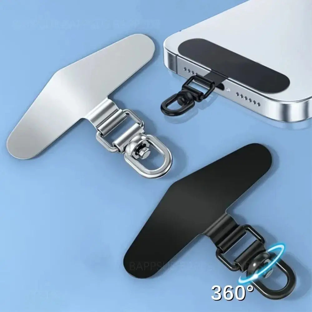 Ultra-thin Phone Lanyard Clip Patch 360° Rotatable Stainless Steel Phone Case Hanging Rope Anti-fall Snap Strap Case Clip