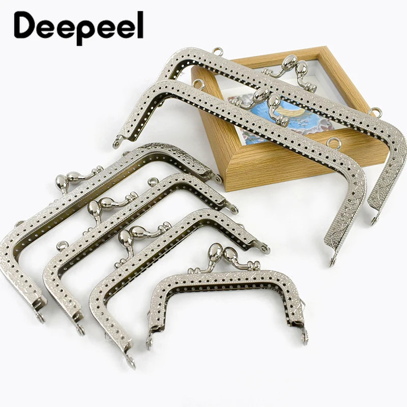 1/2/5Pcs Silver Embossed Metal Purse Frame Kiss Clasp 8.5-20cm Bag Handle for Handbag Wallet WovenBag DIY Handmade Accessories