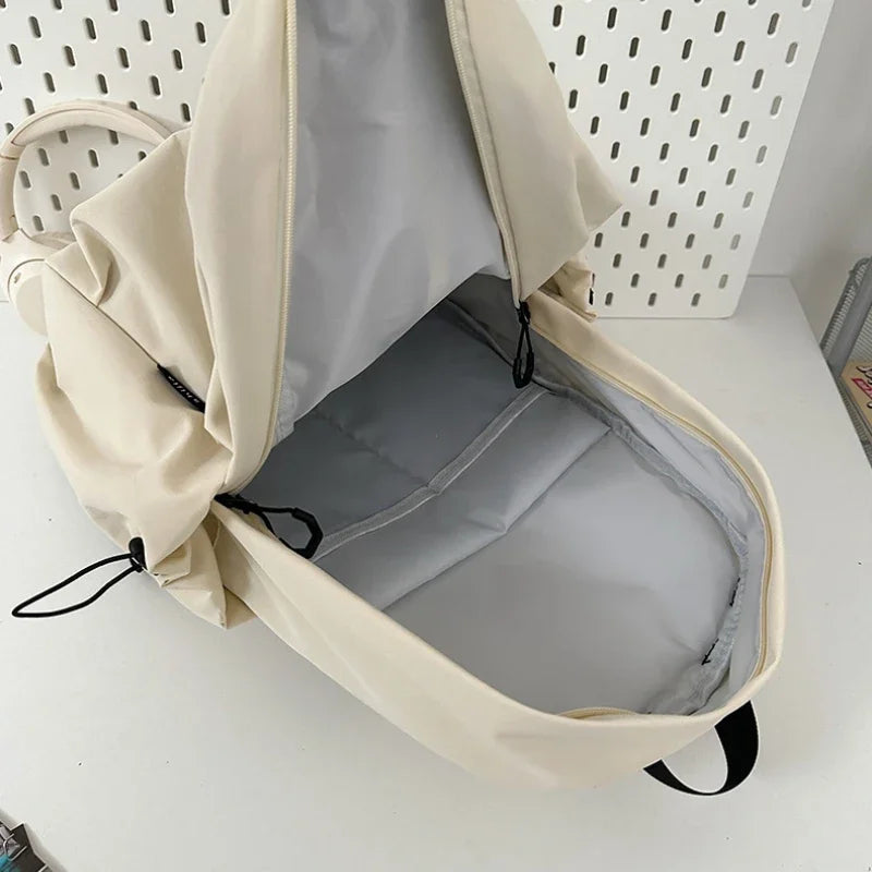 15.6 Inch Nylon Waterproof College Backpack Large Capacity Travel Unisex Laptop Backpacks Simple Design School Bag for Teenagers