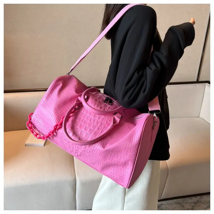 European / American Fashion Crocodile Pattern Embossed Large Capacity Portable Sports Travel Single Shoulder Crossbody Bag Trend