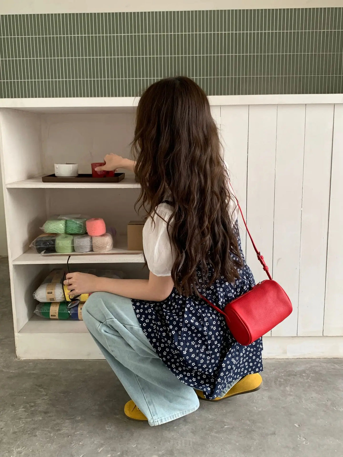 2026 New Women Lychee Pattern Small Pillow Bag Summer Fashion Boston Handbag Single Shoulder Crossbody Bag Small Bag Red Yellow