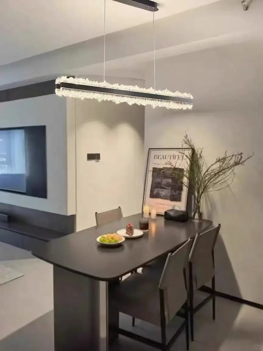 Restaurant LED Chandeliers Italian Light Luxury High-End Dining Room Main Lamp Designer Style One-Line Strip Dining Table Light