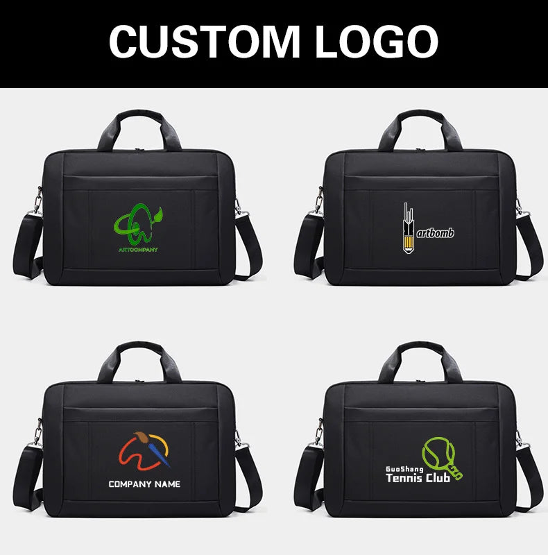 Men's Handbag Custom Image With Printed Logo Name Business Briefcase15.6-17.3inch Nylon Waterproof Laptop Bag