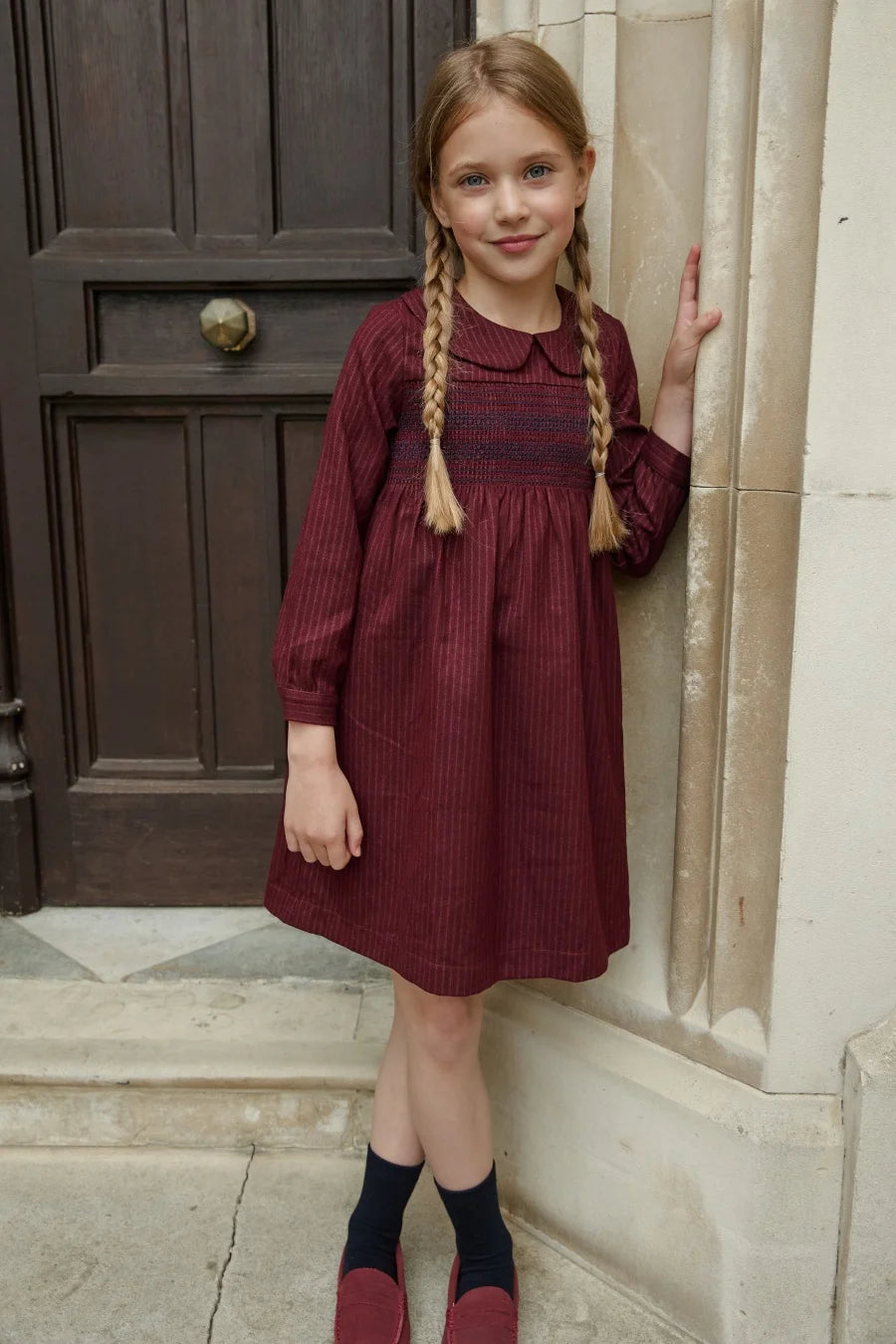 (Ship out in 1 day) AS AW26 ISRAEL Pinstripe Windsor Collection with knitting children clothes shirt