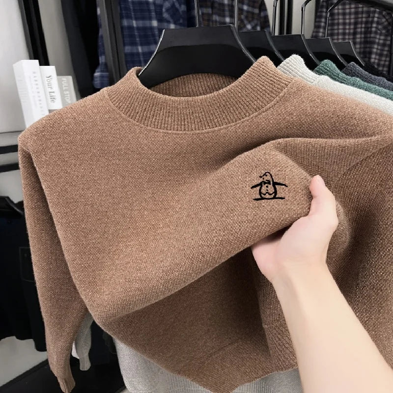 High Quality Hot Selling Autumn Winter Comfortable New Knitted Sweater Men's Personalized Brand Penguin Embroidery Warm Pullover