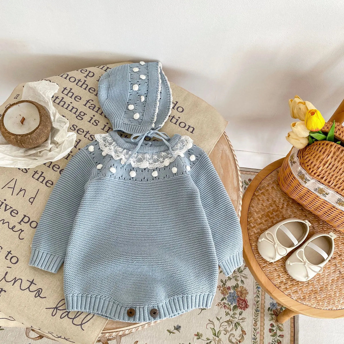 0-24M Baby Girl Romper Knit New Newborn Lace Warm Long Sleeve Jumpsuit Infant Princess Party Romper Toddler Fall Spring Clothing