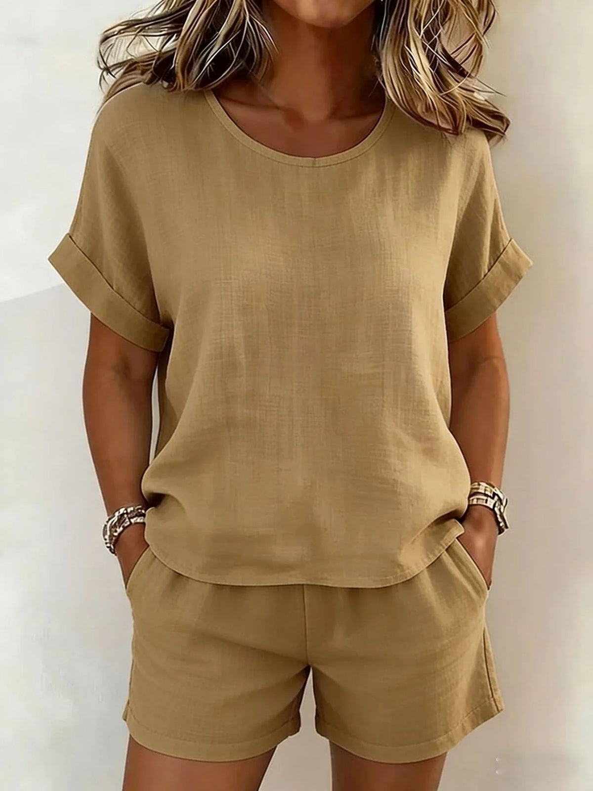 Solid Color Casual Loose Short Pants Sets For Women 2026 Elegant Summer Women's Two Pieces Suit Full Set Female Outfit Clothes