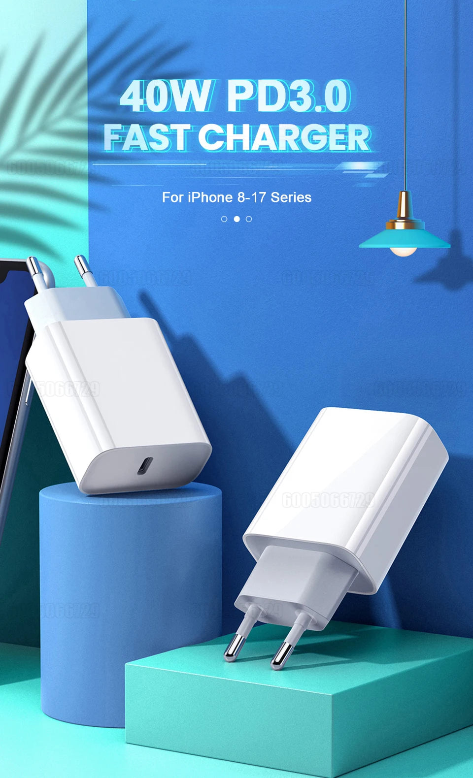 Original 40W Fast Charger Type C Adapter For iPhone 18 Pro Max 17 Pro Max Duo 17 Air 15 14 13 12 16 Pro Max USB C Charging Cable