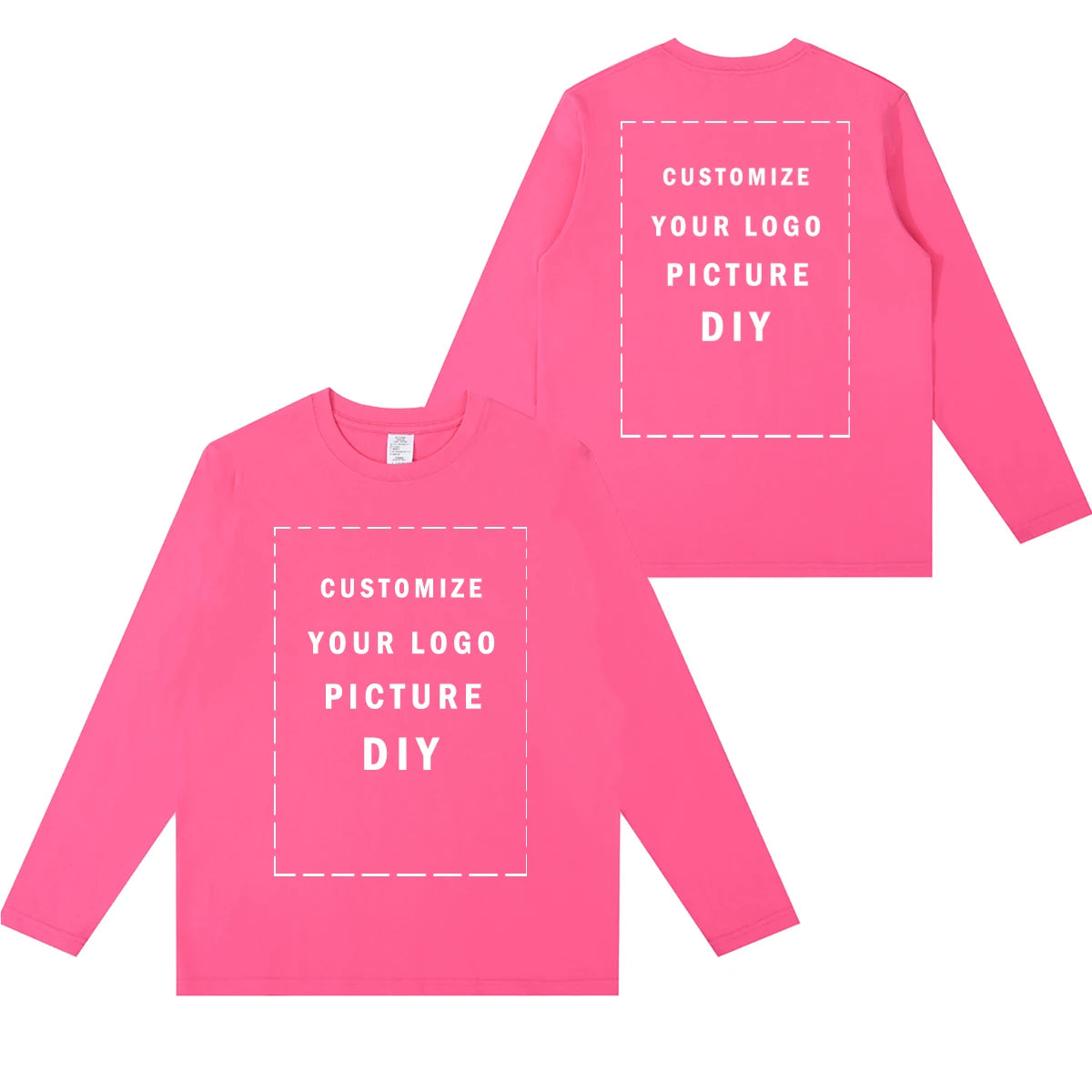 DIY Customize Long Sleeve T-Shirt Fashion T-Shirt Men Women Your Logo/Picture 100% Cotton Oversized Autumn Winter Tops